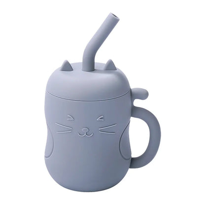 1pc Baby Silicone Straw Cup - BPA-Free, Portable Snack Container, Leakproof Kids Learning Drink Cup & Feeding Cup