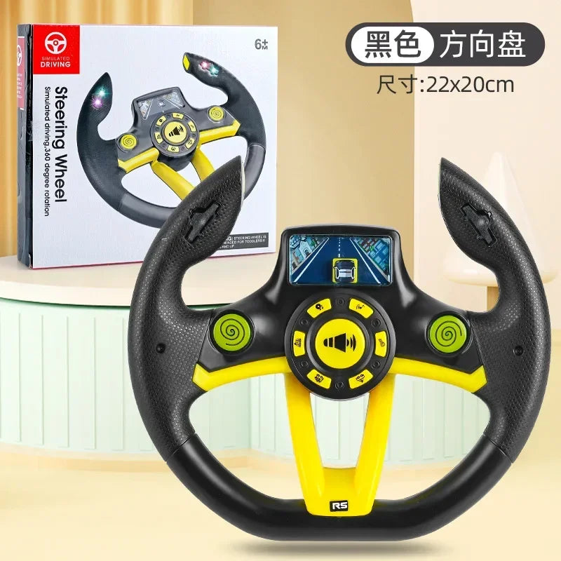 Infant Shining Electric Simulation Steering Wheel Toy with Light and Sound Kids Early Educational Stroller Vocal Toy