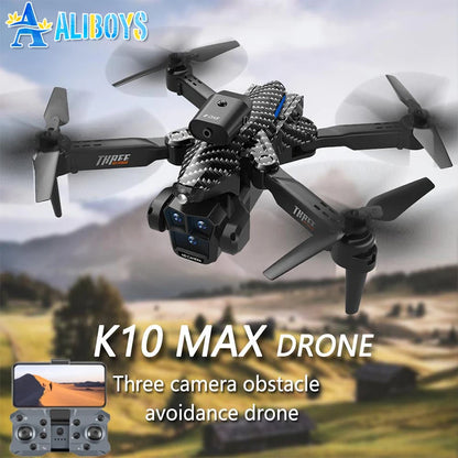 K10 Max RC Drone – HD 4K Quadcopter with 3 Cameras, Obstacle Avoidance, and WIFI FPV