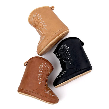 Baby Boys Girls Winter Solid Color Toddler Boots, Rubber Soft Bottom Boots, Embroidered Printed Baby Boots