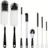 8 Boxed Wine Bottle Cleaning Brush Set - Long-Handled Black Bottle Cleaner for Cleaning Narrow Wine, Beer Bottles, Thermoses, Jugs, and more
