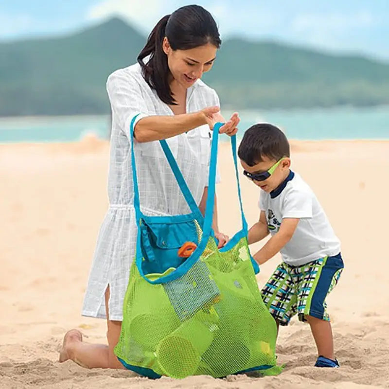 Portable Mesh Storage Bag for Kids Bath Toys and Beach Essentials Large Swimming Bag