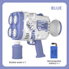 40-Hole Automatic Bubble Gun Toy with LED Lights & Sound — Rechargeable Bubble Machine for Kids, Parties & Outdoor Play
