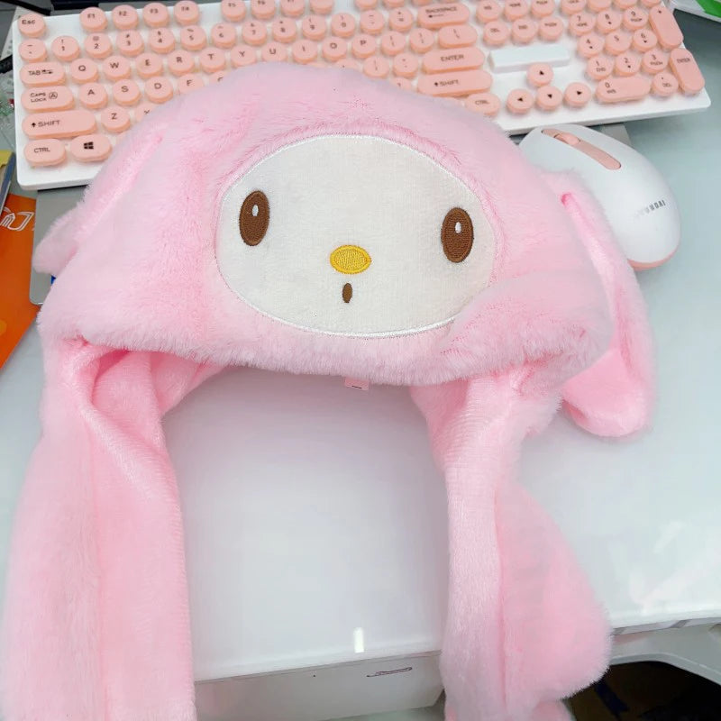 Sanrio MINISO Kawaii Ear-Moving Plush Hat - My Melody, Cinnamoroll & Kuromi Cosplay Cap
