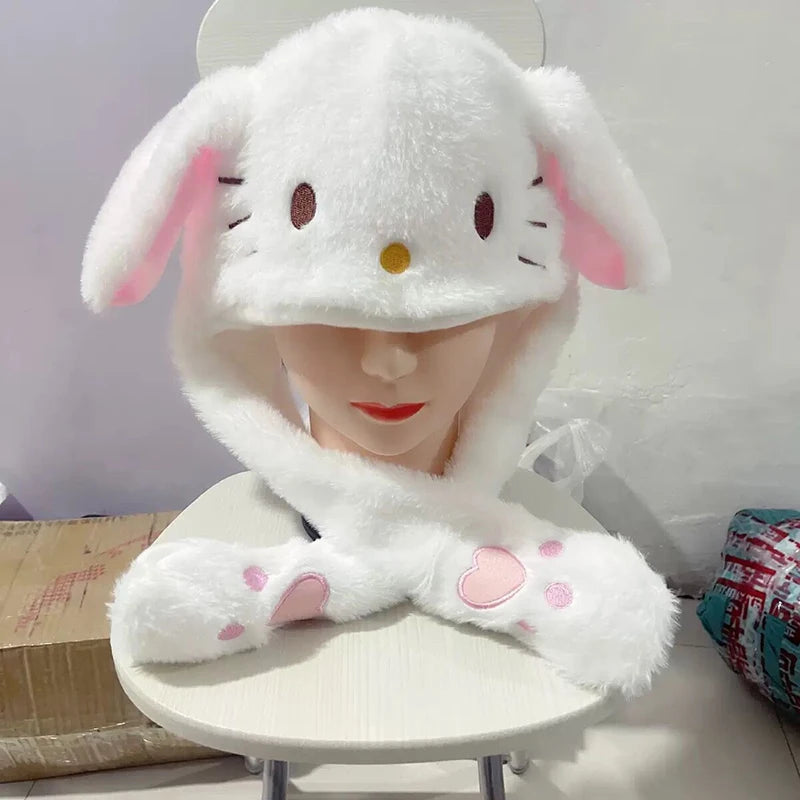 Sanrio MINISO Kawaii Ear-Moving Plush Hat - My Melody, Cinnamoroll & Kuromi Cosplay Cap