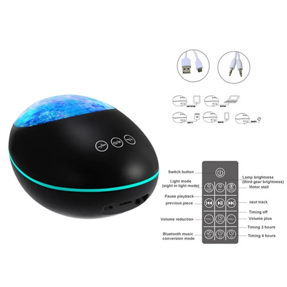 A44U Musical LED Baby Night Light Ocean Projector Bluetooth Galaxy Night Lamp White