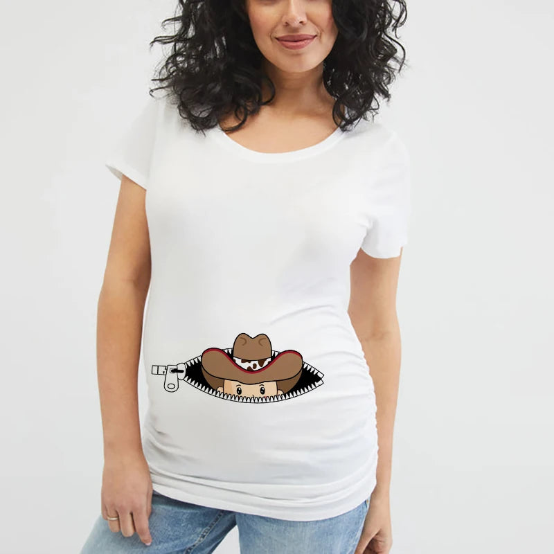 Maternity Shirt Pregnancy Announcement Tee - Summer Casual Mama Blouse, Basic Pregnancy Clothes for Expecting Moms