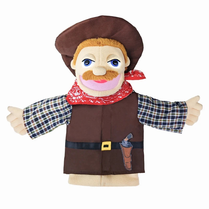 Big Plush Hand Puppets, Cartoon Doctor Police Nurse Teacher Ventriloquism Dolls