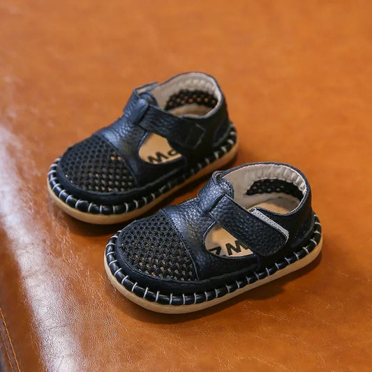 Baby Girls’ & Boys’ Sandals – Summer Infant Anti-Collision Toddler Shoes, Soft Bottom Genuine Leather Beach Sandals for Kids