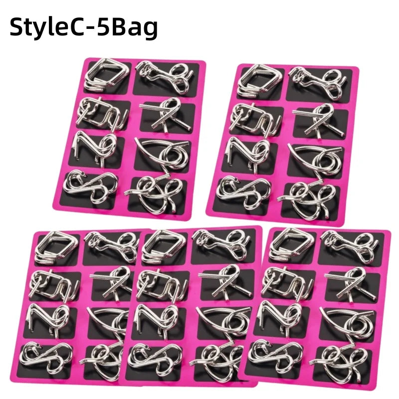 8Pcs/Set Metal Montessori Puzzle Wire - IQ Mind Brain Teaser - Interactive Game for Children & Adults - Educational Toy