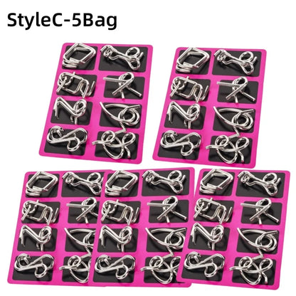 8Pcs/Set Metal Montessori Puzzle Wire - IQ Mind Brain Teaser - Interactive Game for Children & Adults - Educational Toy