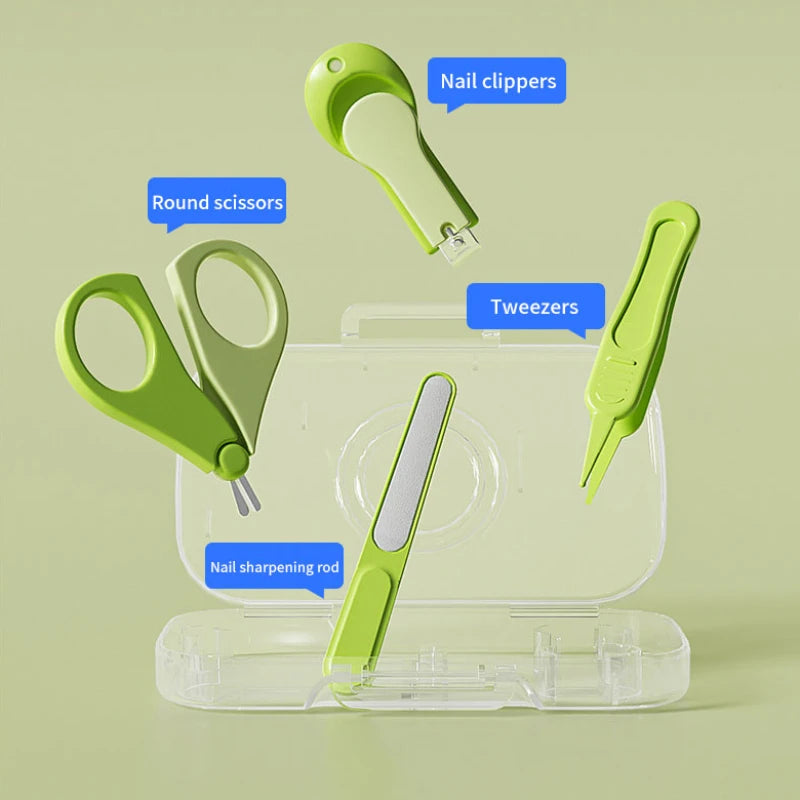 4PCS Baby Nail Trimmer Set – Health Care Kit with Infant Finger Trimmer, Scissors, Nail Clippers, and Storage Box