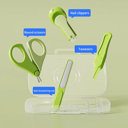 4PCS Baby Nail Trimmer Set – Health Care Kit with Infant Finger Trimmer, Scissors, Nail Clippers, and Storage Box