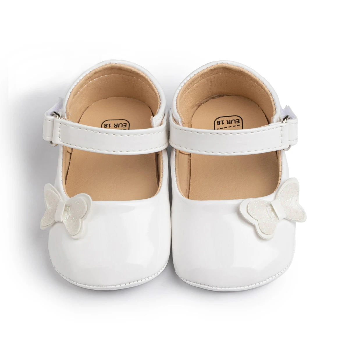 KIDSUN Baby Shoes – Newborn Girl Princess PU Toddler Shoes, Bow Decor Anti-Slip Rubber Sole First Walker (0-18M)