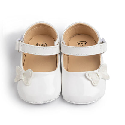 KIDSUN Baby Shoes – Newborn Girl Princess PU Toddler Shoes, Bow Decor Anti-Slip Rubber Sole First Walker (0-18M)