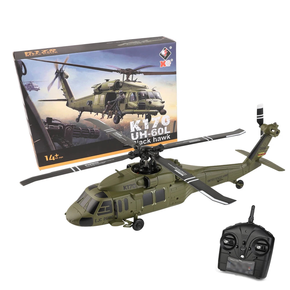 WLtoys K170 RC Helicopter UH-60L – 4-Channel Brushless Remote Control with Gyro and LED Light