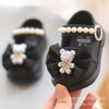 Cartoon Bow Square Mouth Toddler Shoes – Girls’ Baby Party Wedding Dance Princess Leather Sneakers for Kids