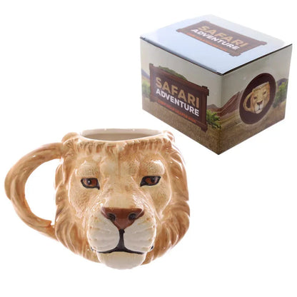 3D Animal Head Ceramic Mug — Dog · Lion · Leopard · Tiger Painted Cartoon Coffee Cup, Cute Children's Room Gift