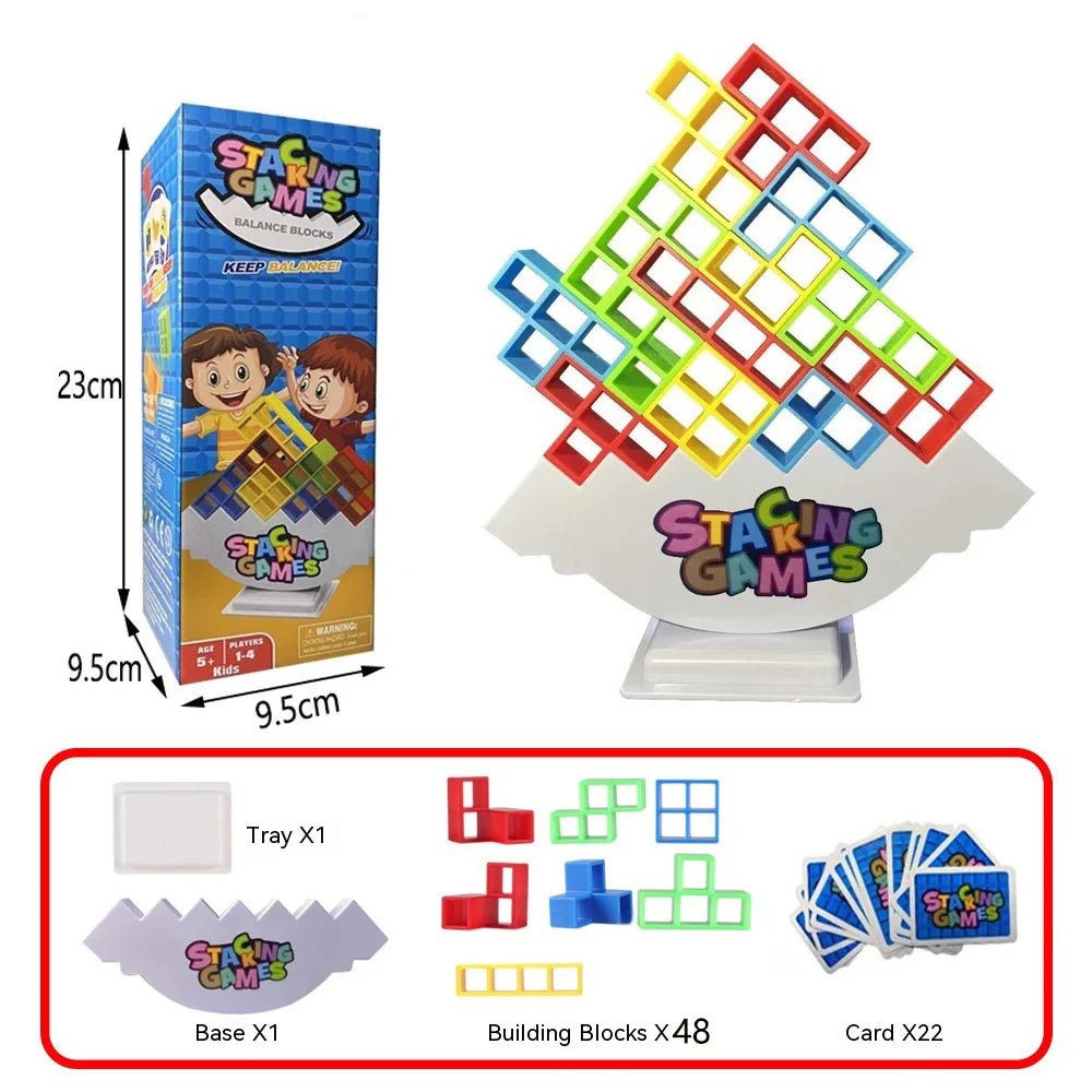 Building Block Brick Toy – Balance Stacked Tetra Tower Game, Russian Swing High Blocks, Desktop Toy for Kids
