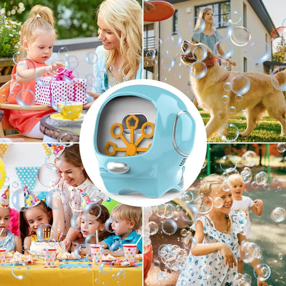 Automatic Cartoon Bubble Machine - Handheld Battery-Powered Bubble Blower with Bubble Solution & 5 Wands, Fun Party Gift for Kids, Weddings & Christmas