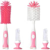 Multi-Purpose Cleaning Brush Set, Baby Bottle Brush, Silicone & Nylon Brushes, Pink