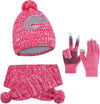 IYEAL Winter Children’s Warm Knitted Hat, Scarf & Gloves Set – Soft Velvet Lined Kids Winter Knitted Accessories for Boys & Girls