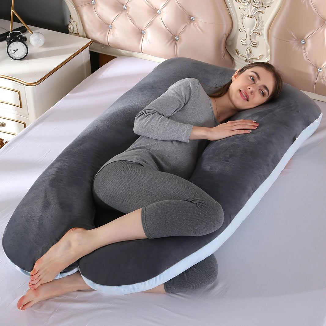 70x130CM Full Body Nursing Pregnancy Pillow - U-Shaped Maternity Pillow for Sleeping with Removable Cotton Cover (27.5x51 inches)