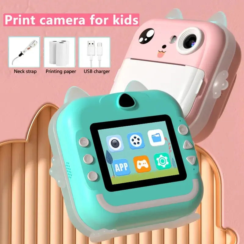 Kids Instant Print Mini Digital Camera with 1080P HD Video, Outdoor Toy with Thermal Print Paper