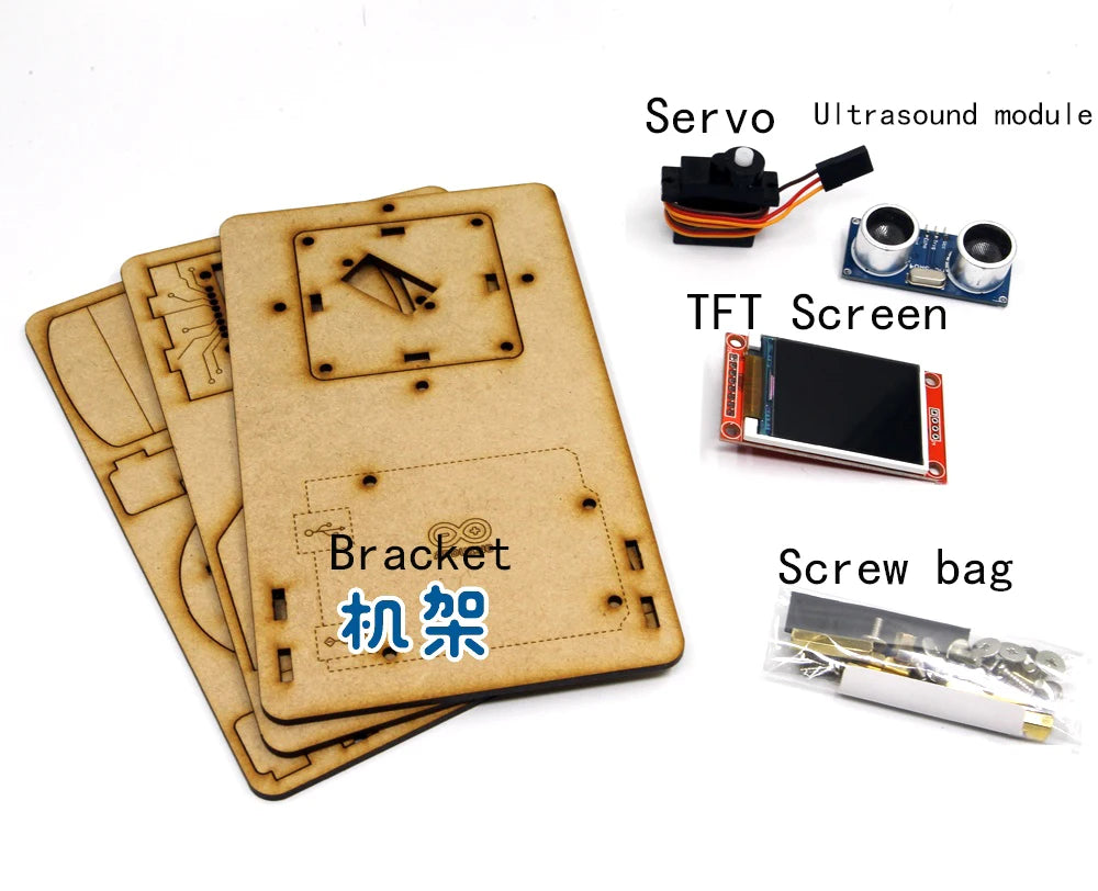 Radar Detection Robot with 1.8" TFT Screen, TS90A Ultrasonic Radar for Arduino, DIY Open Source Programmable Kit