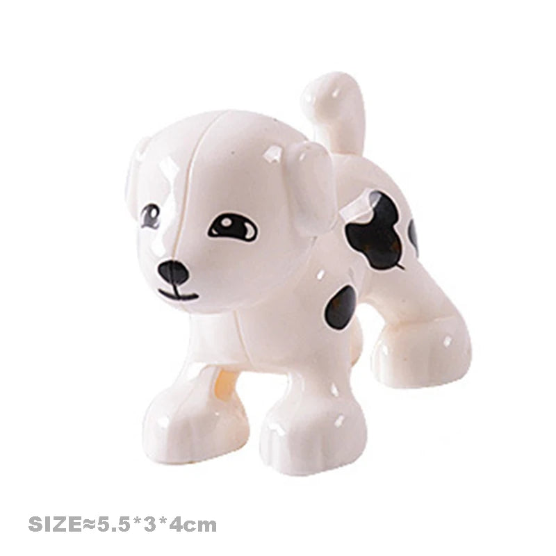 Big Size Building Blocks Farm Animals Set – Cat, Dog, Pig, and Rabbit Model Accessories Compatible with Bricks