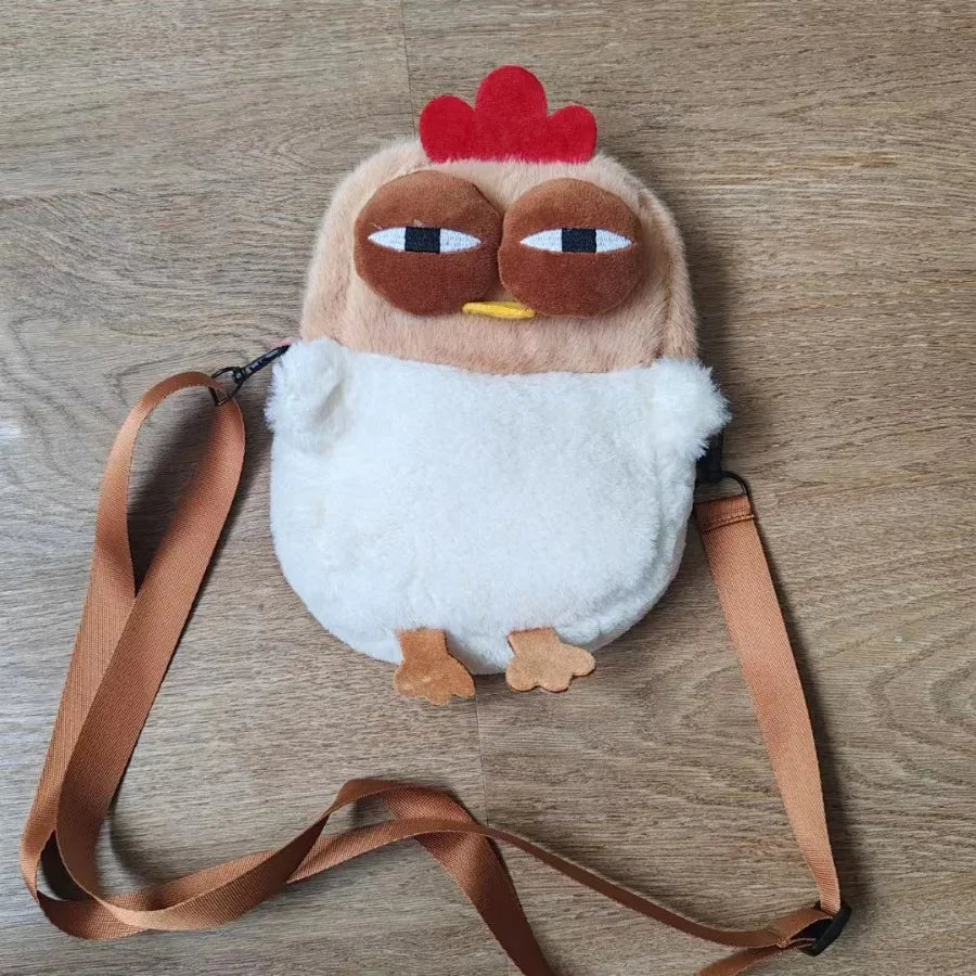 Ugly Hen Fur Plush Shoulder Bag – Funny Kawaii Chicken Pendant Keychain Handbag for Women