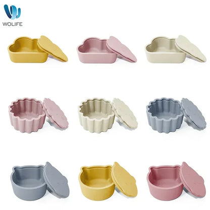 WOLIFE Baby Food Storage Box – Portable Snack Storage Box, Edible Grade Silicone Snack Cups, Travel Tableware Accessories for Kids