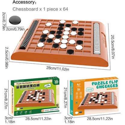 Tabletop Flip Black and White Chess Board Touch Flip Parent-Child Interactive Montessori Portable Kid Overturn Chess Game