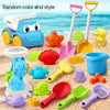 Kids Beach Sand Toy Set With Bucket, Shovel, Rake & Dinosaur Animal Molds — Travel Sandbox Kit