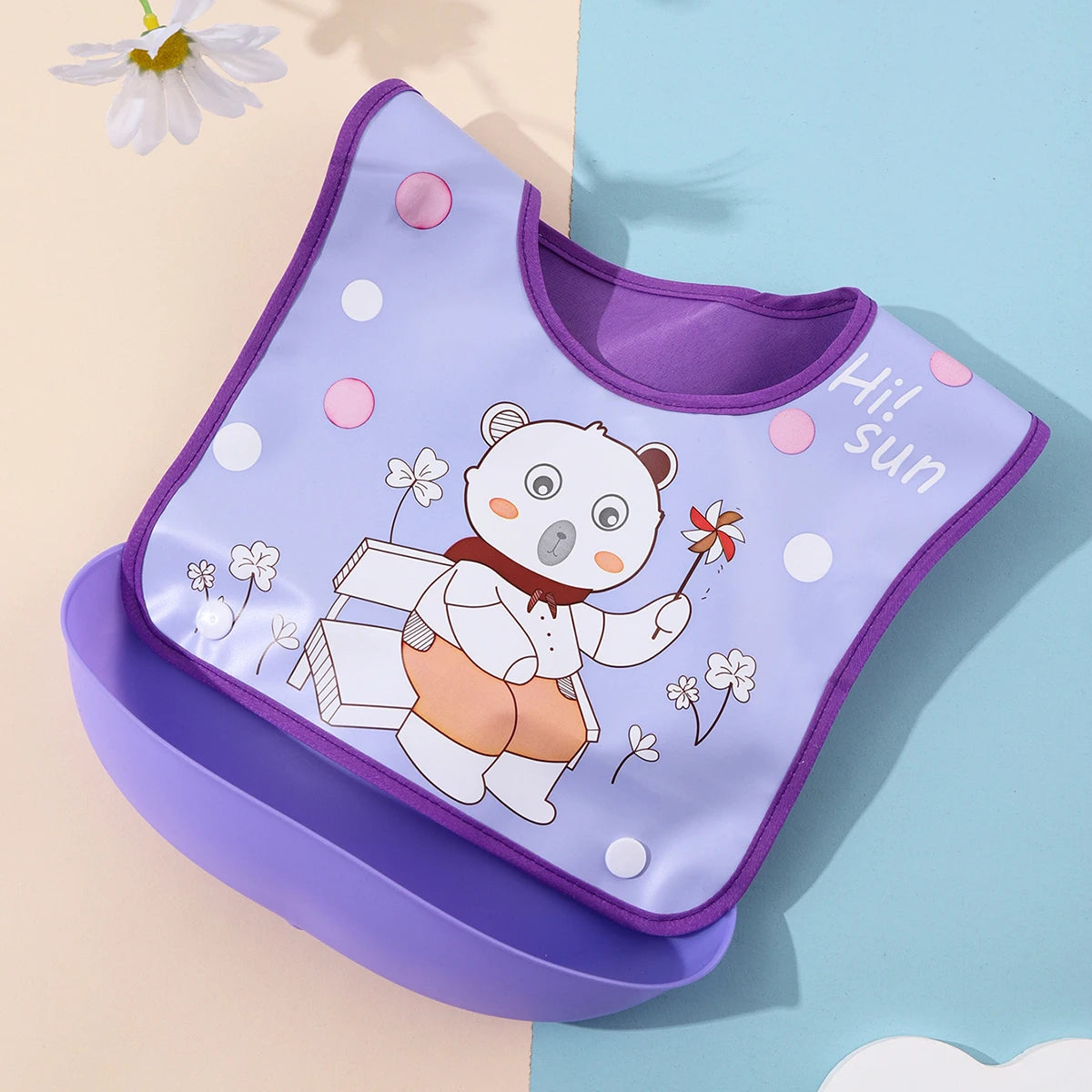 Security Cartoon Print Baby Bibs for Boys & Girls | Waterproof Soft Silicone Kids Burp Cloth with Pocket, Feeding Bib for Children - Kidzy Market