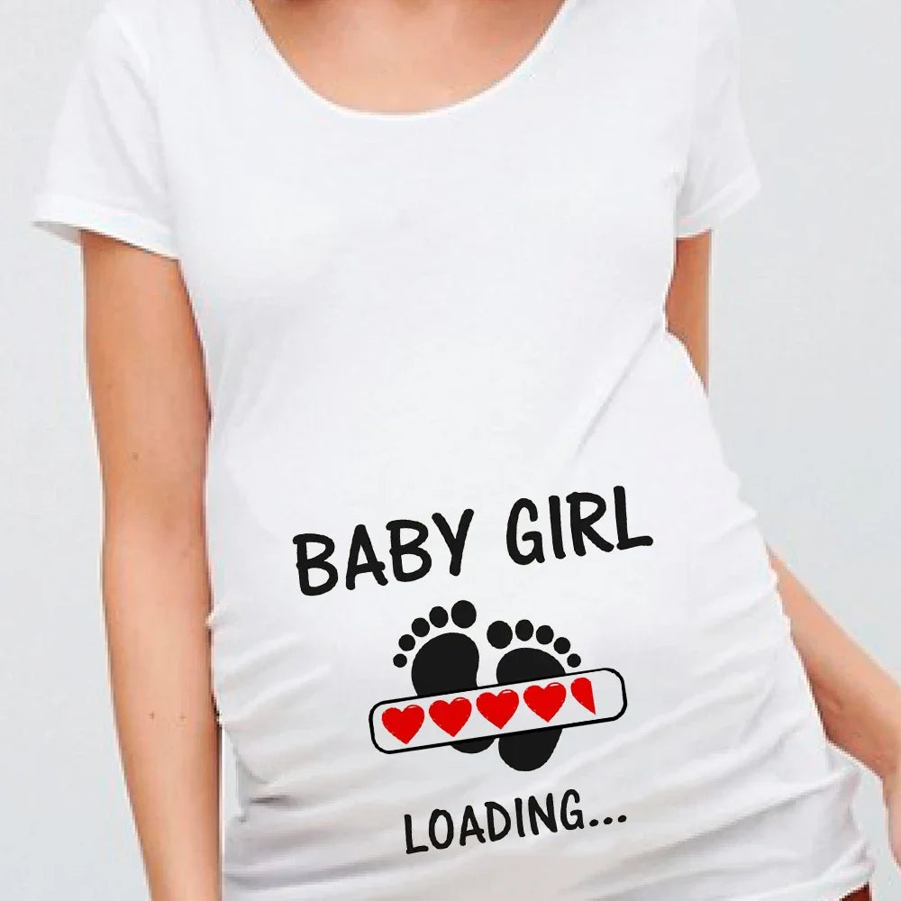 Women Pregnancy T-shirt It's A Girl Baby Print Pregnant Maternity T-shirts Funny Pregnant Women Summer Tees Tops