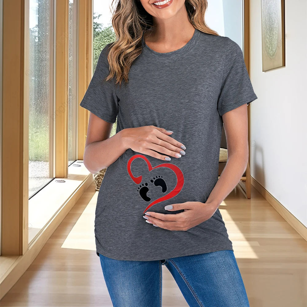 Maternity Women's Short Sleeve T-Shirt | Summer Tops | Pregnancy Blouse Printed Tee | Fashion Clothes