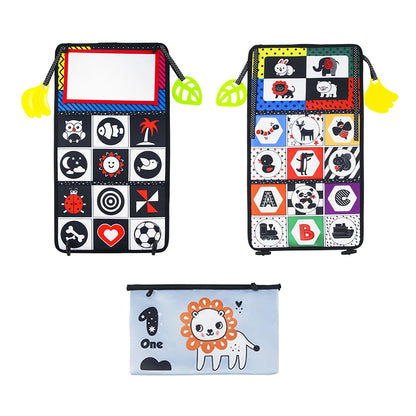 Baby Cloth Book with Distorting Mirror - Soft Cartoon Parent-Child Interactive Early Educational Montessori Toy for Children