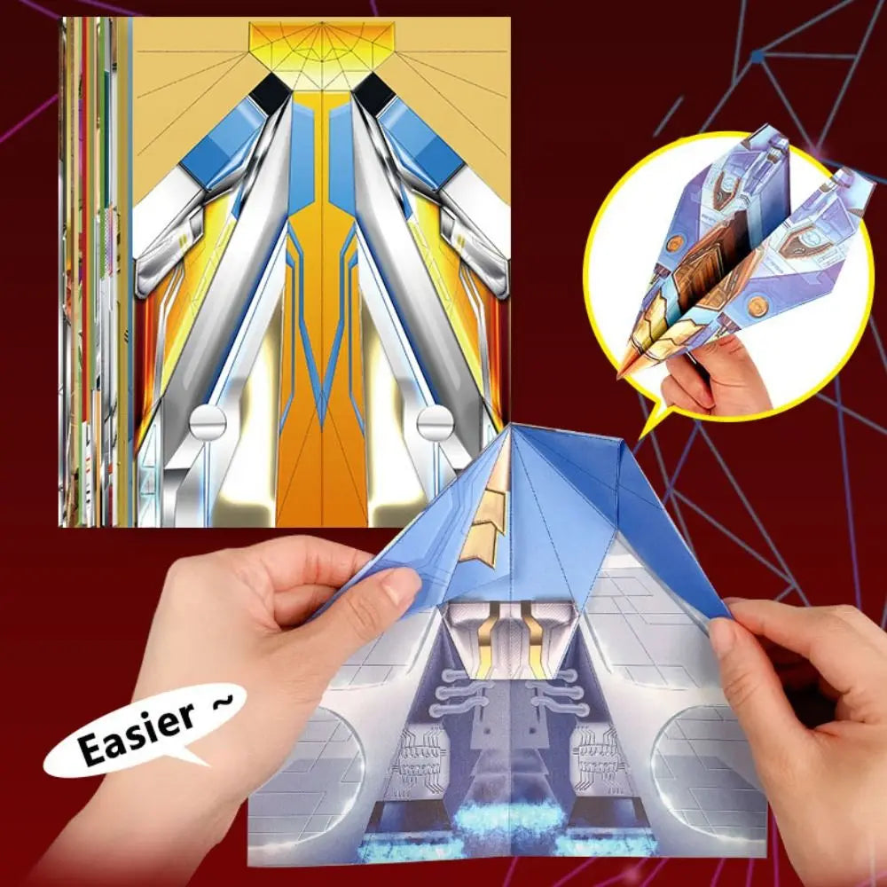 Handmade Colored Paper Set Montessori Art Learning Airplane Origami Cartoon 3D Versatile Paper Aircraft Toy