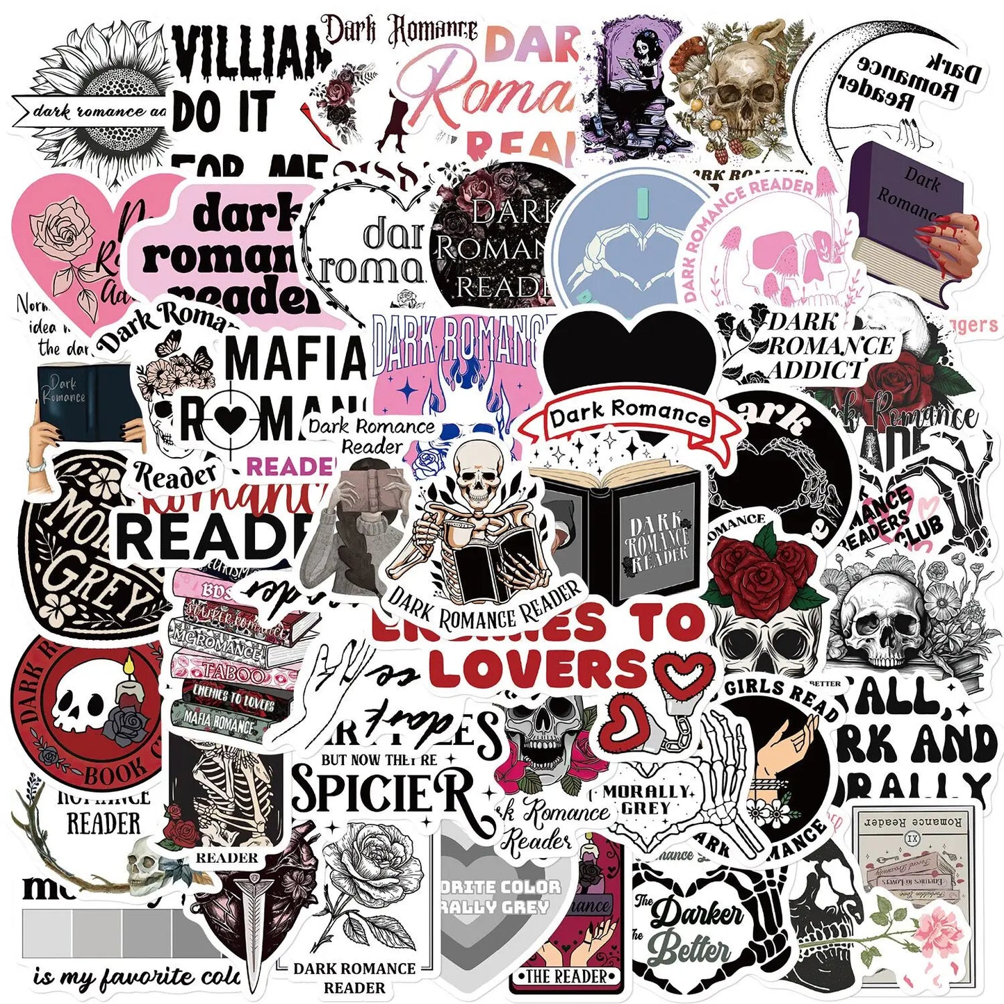 10/50/100pcs Dark Romance Bookish Stickers – Aesthetic Decals for Kindle, iPad, Phones, Laptops, and Diaries