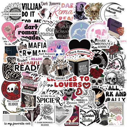 10/50/100pcs Dark Romance Bookish Stickers – Aesthetic Decals for Kindle, iPad, Phones, Laptops, and Diaries