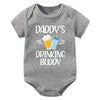 Funny "Daddy's Drinking Buddy" Newborn Baby Romper – Short Sleeve Cotton Bodysuit, Casual Summer Outfit, Perfect for Father's Day Gifts