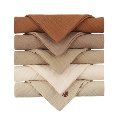 5 Pcs Baby Cotton Square Towel – Muslin Cloth, Infant Hand/Face Washcloth, Feeding Bib, Burp Cloth & Saliva Towel - Kidzy Market