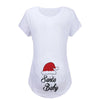 Christmas Women's Maternity T-shirt Santa Baby Printed Pregnant Women T-shirt Pregnancy Casual Short Sleeve White Clothes