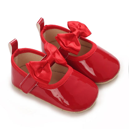 Solid Color Fashion Newborn Princess Shoes Non-Slip Cloth Bottom Shoes Girl Elegant Breathable Leisure Baby First Walking Shoes