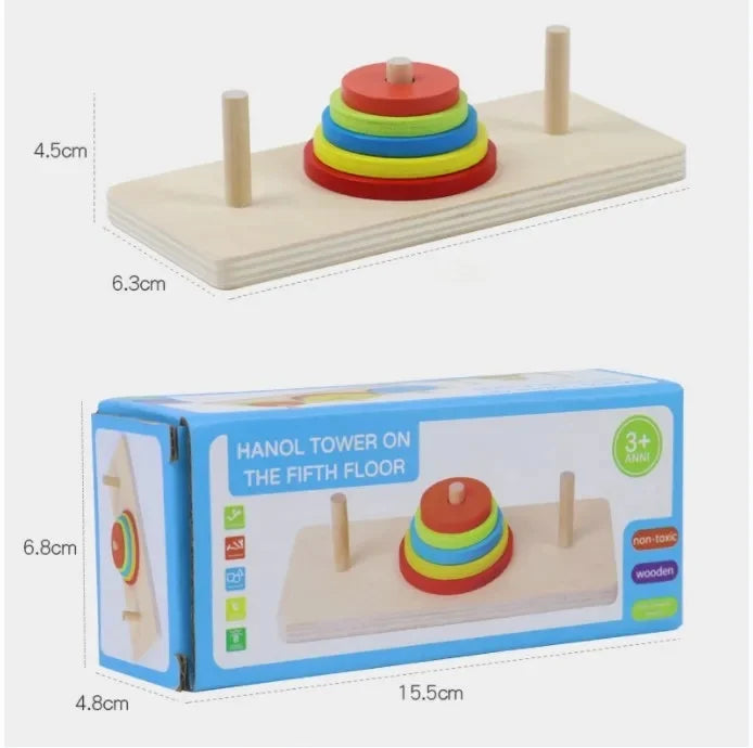Educational Rainbow Tower Four Column Shape Twist Baby Toy