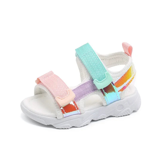 Children’s Girls’ Sports Sandals – Open-Toe New Summer Color Matching, Versatile Anti-Slip Boys’ Sandals, Casual Kids’ Shoes with Mesh