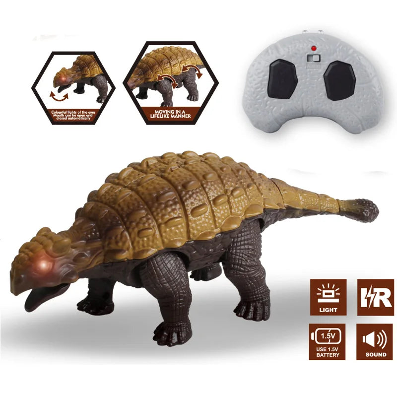 RC Ankylosaurus Dinosaur Toy – Remote Control Walking Dino with Lights and Sounds