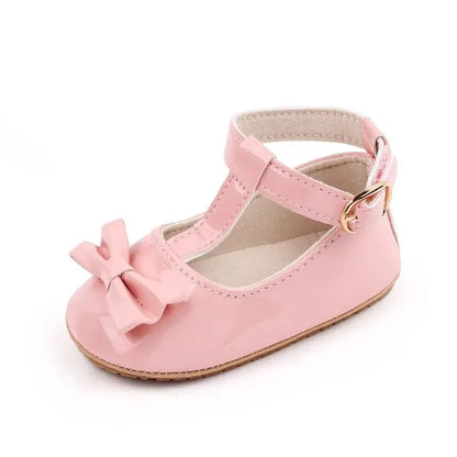 New Baby Girls Shoes – Princess Choreography Bow PU Anti-Slip Soft Rubber Bottom First Walker Crib Shoes