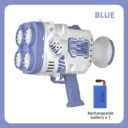 40-Hole Automatic Bubble Gun Toy with LED Lights & Sound — Rechargeable Bubble Machine for Kids, Parties & Outdoor Play